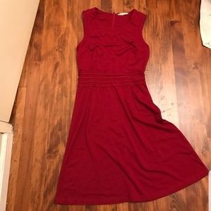 Red dress with pleated waist